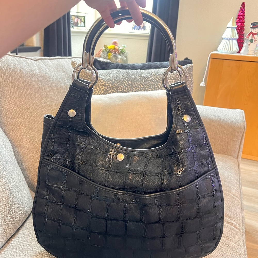 Authentic Christian Dior Patent Embossed 61 Hobo Bag